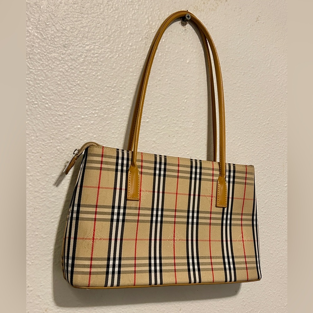 BURBERRY BLUE LABEL Nova Check Plaid Shoulder Bag Canvas Leather Tan Black Red - Picture 4 of 16